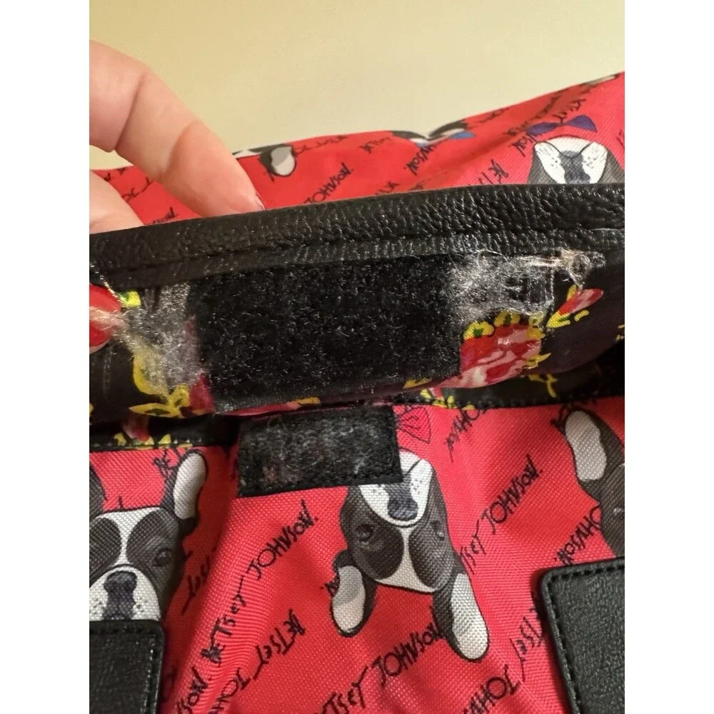 BETSEY JOHNSON Bag Iconic Bulldog Large Duffle +Card/Coin  Wallet Pink EUC